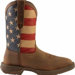 Rebel By Durango Men's Steel Toe American Flag Western Work Boots Brown -Durango Shop 038831 41 RT