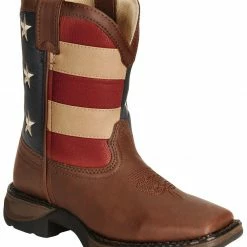 Durango Children's American Flag Cowboy Boots For Boys' Brown