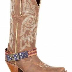 Durango Women's American Flag Buckle Western Boots Brown