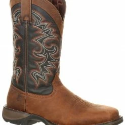 Durango Men's Rebel Pull-On Western Boots - Wide Square Toe Chocolate