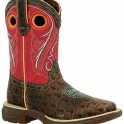 Durango Boys' Brown Gator Print Western Boobs - Square Toe