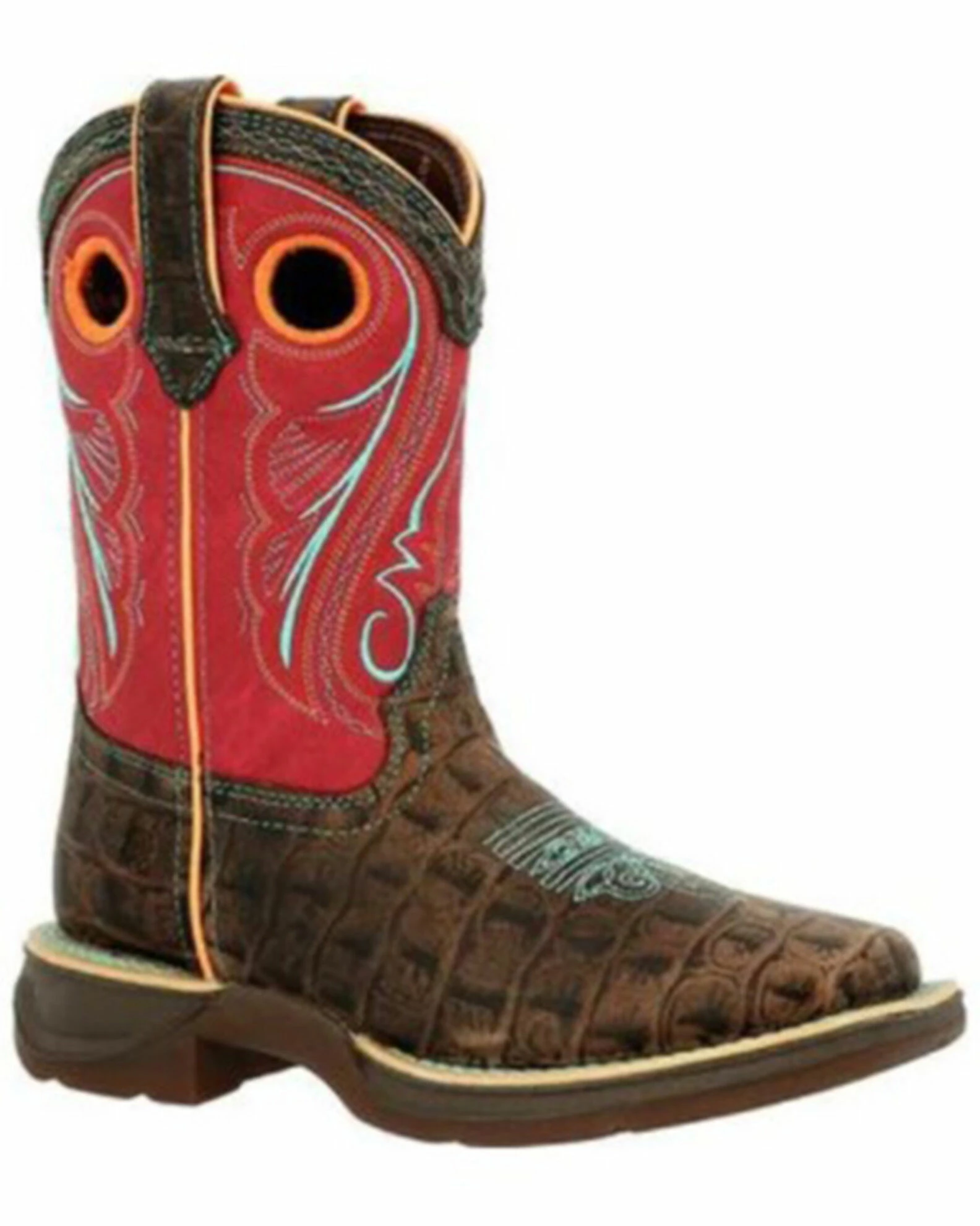 Durango Boys' Brown Gator Print Western Boobs - Square Toe 1 Durango Boys' Brown Gator Print Western Boobs - Square Toe
