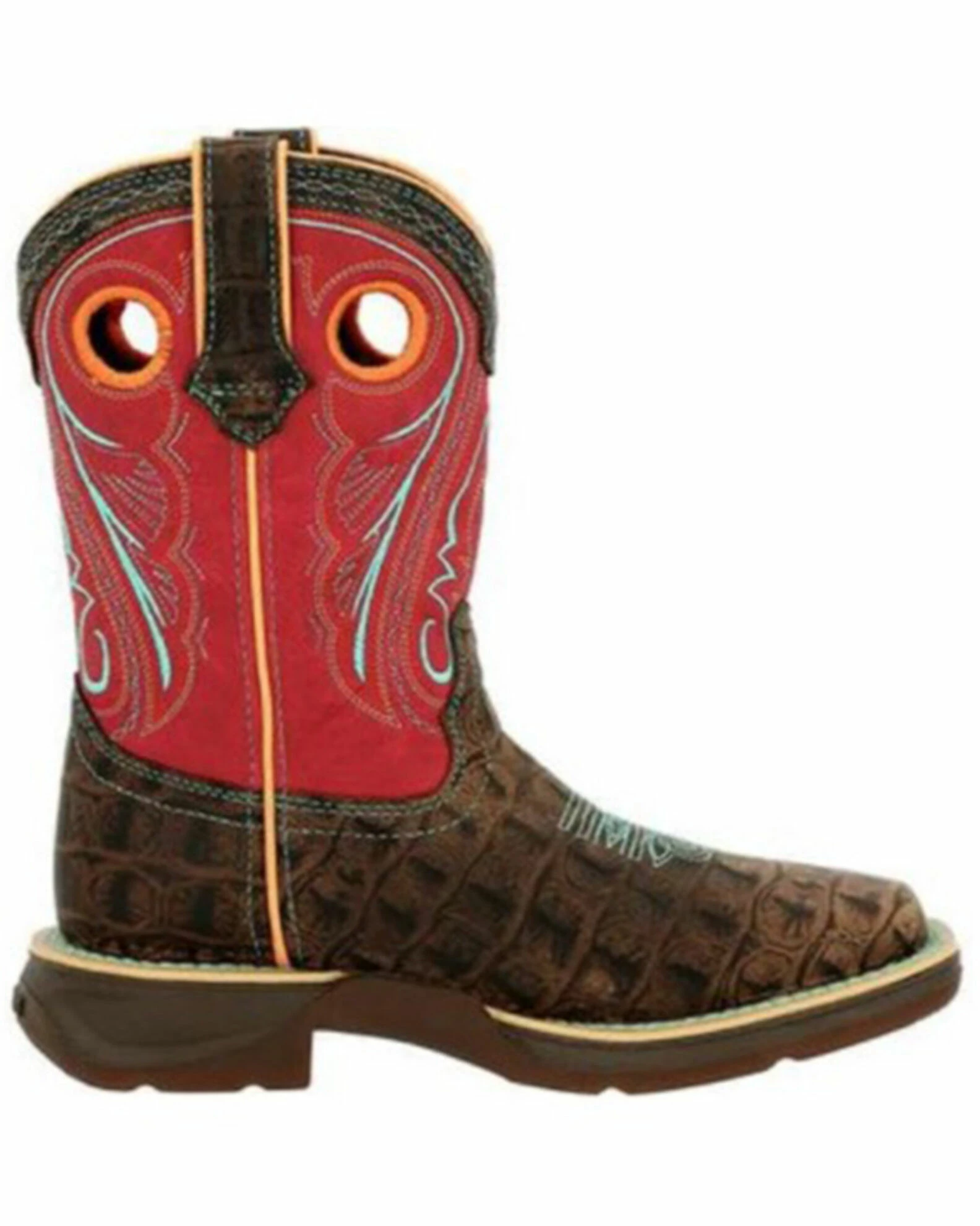 Durango Boys' Brown Gator Print Western Boobs - Square Toe 2 Durango Boys' Brown Gator Print Western Boobs - Square Toe - Image 2