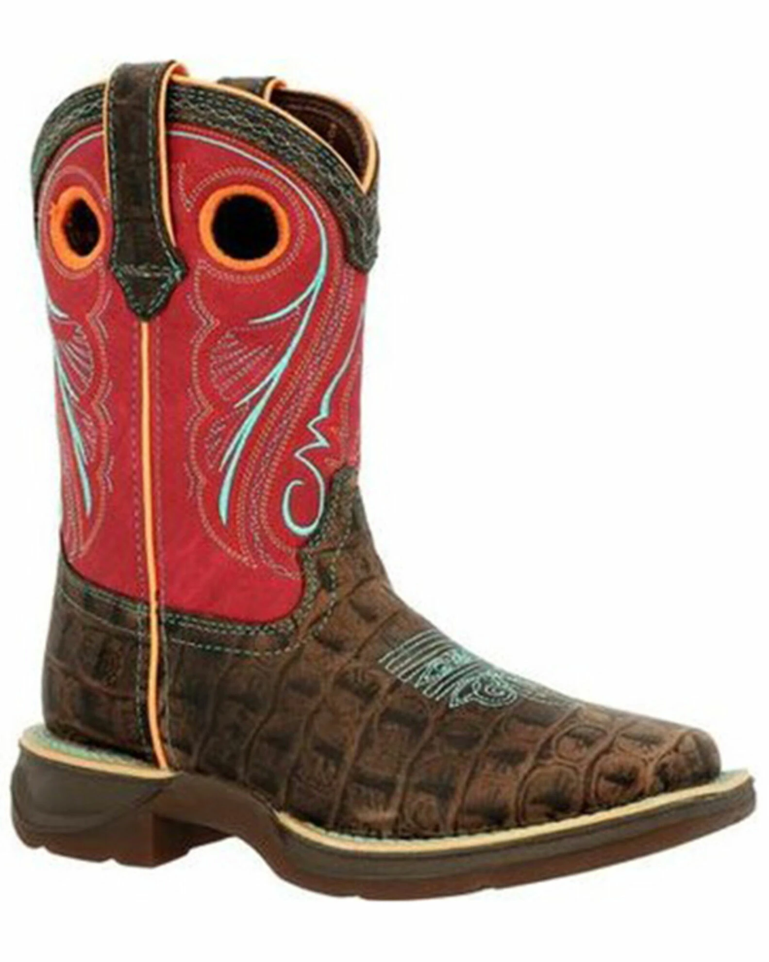 Durango Boys' Brown Cayman Print Western Boots - Square Toe 1 Durango Boys' Brown Cayman Print Western Boots - Square Toe