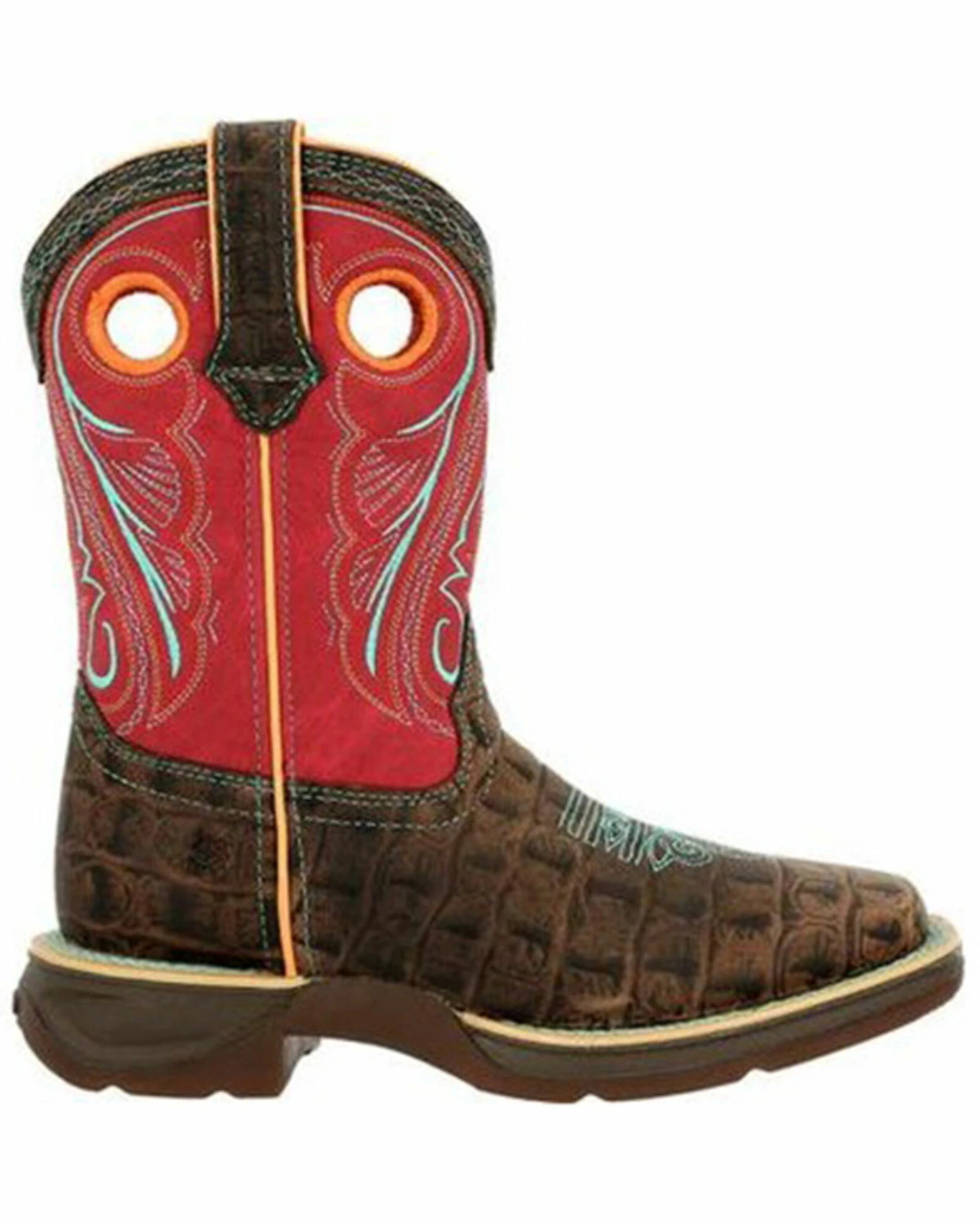 Durango Boys' Brown Cayman Print Western Boots - Square Toe 2 Durango Boys' Brown Cayman Print Western Boots - Square Toe - Image 2