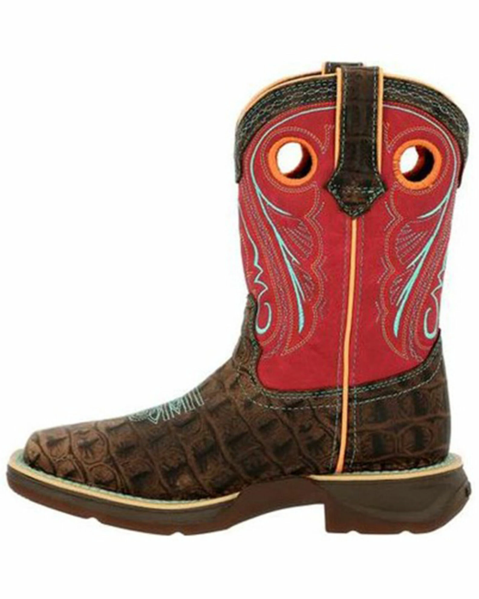 Durango Boys' Brown Cayman Print Western Boots - Square Toe 3 Durango Boys' Brown Cayman Print Western Boots - Square Toe - Image 3