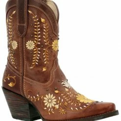 Crush By Durango Women's Golden Wildflower Western Booties - Snip Toe