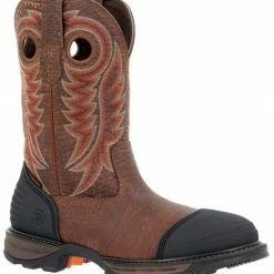 Durango Men's 11" Waterproof Western Work Boots - Steel Toe Tan